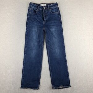 DENIM FORUM Jeans Womens 25 Blue The Arlo Curve Fit Hi Straight Dark Wash Denim